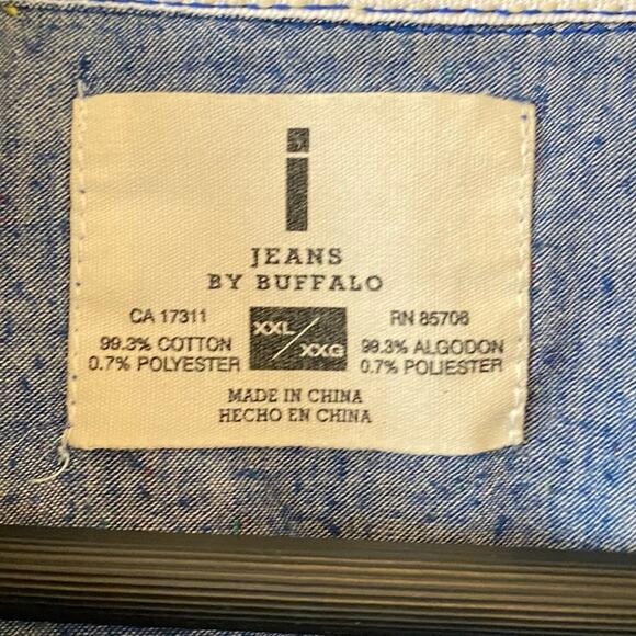 I Jeans by Buffalo Mervin Blue Speckled Button Down Shirt Size XXL - Picture 4 of 6